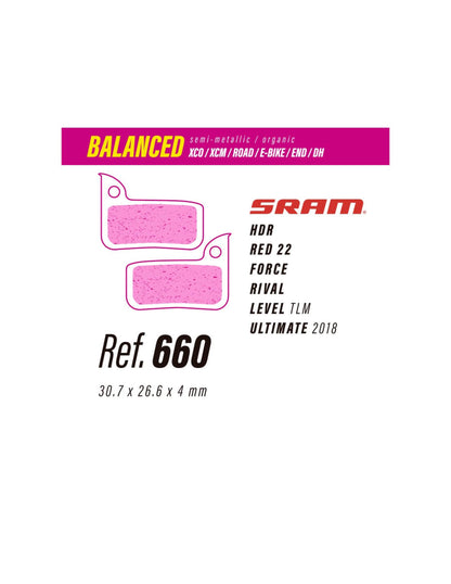 Pastillas LESS BRAKES Balanced 660 - Sram RED, FORCE, RIVAL LEVEL TLM, ULTIMATE